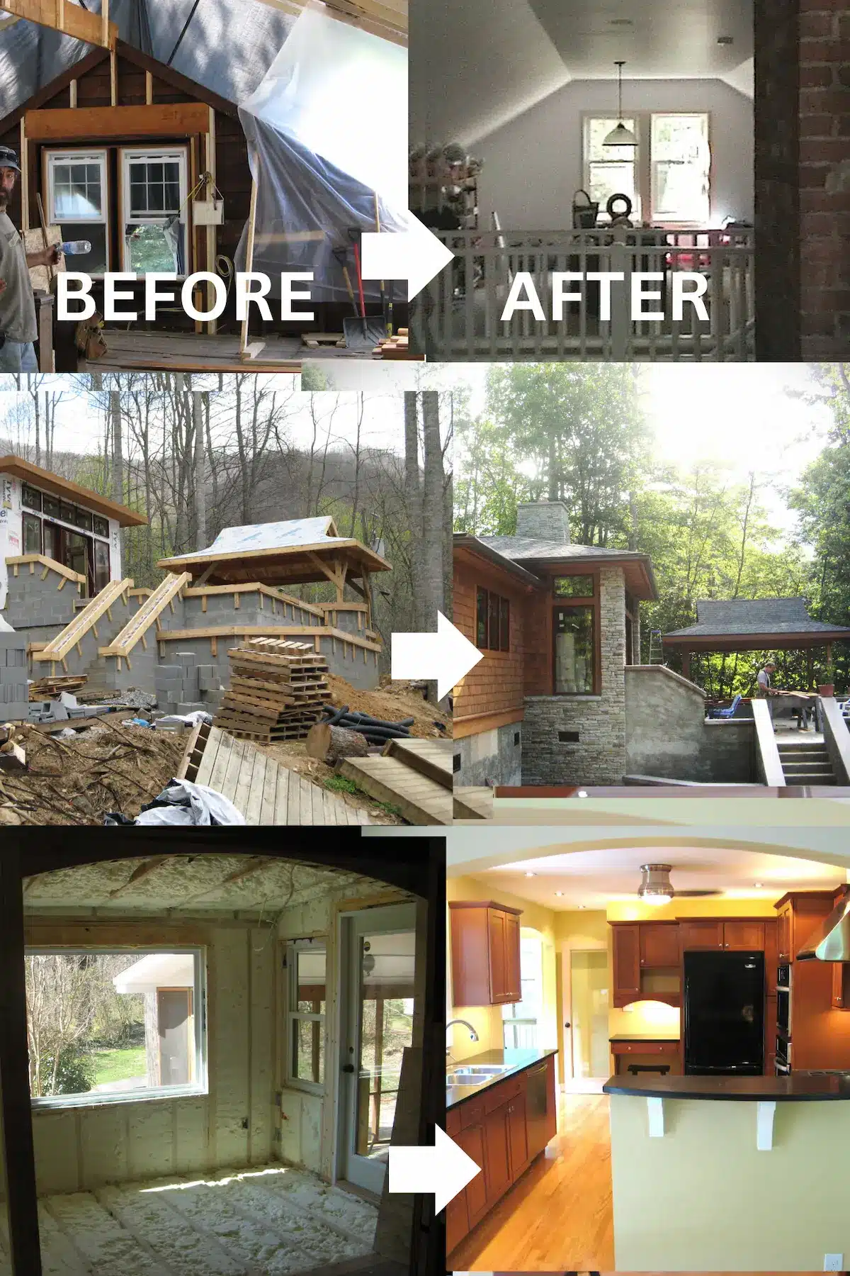 Before and after additions and renovations by Sure Foot Builders in Asheville, NC